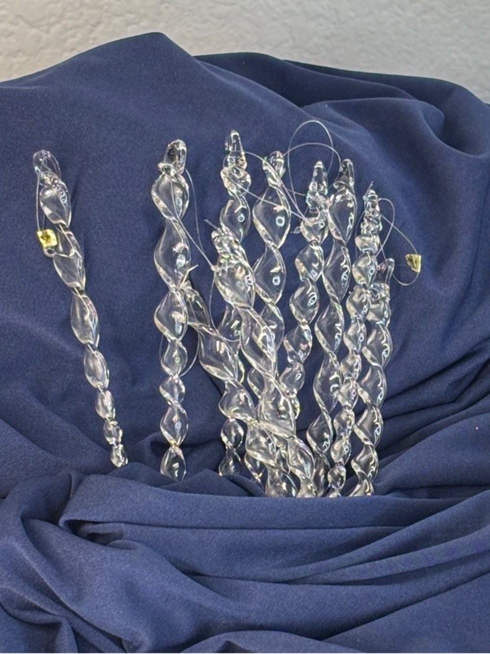 Set of Vintage Clear Spiral Glass Icicle Ornaments - 10 Pieces - Picture 3 of 6